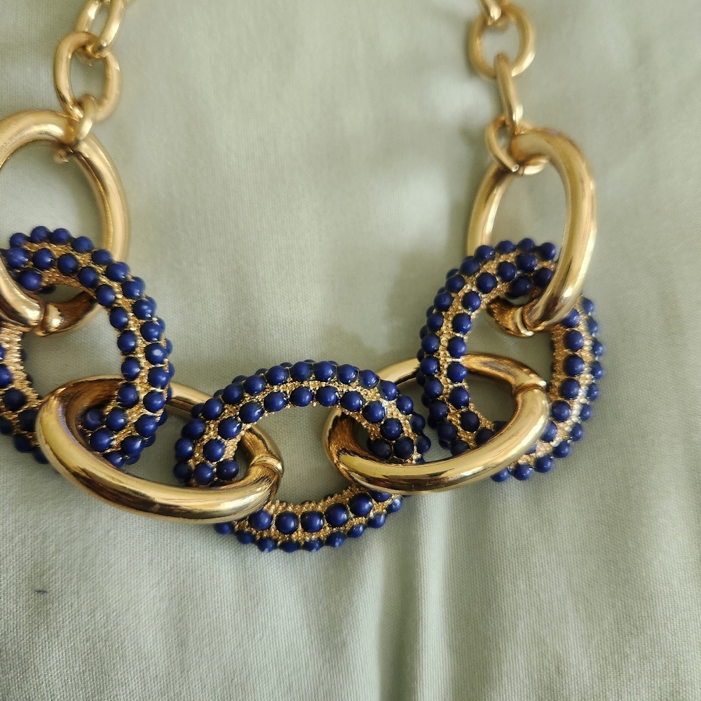 Banana Republic statement blue and gold necklace. - Picture 3 of 3